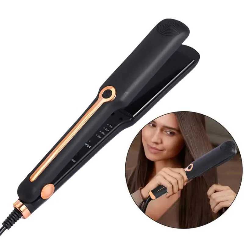 Professional 2 in1 Adjustable Hair Straightener Professional Ceramic Flat Iron Negative Ion Wide home Salon hair styler toolsXJ250621