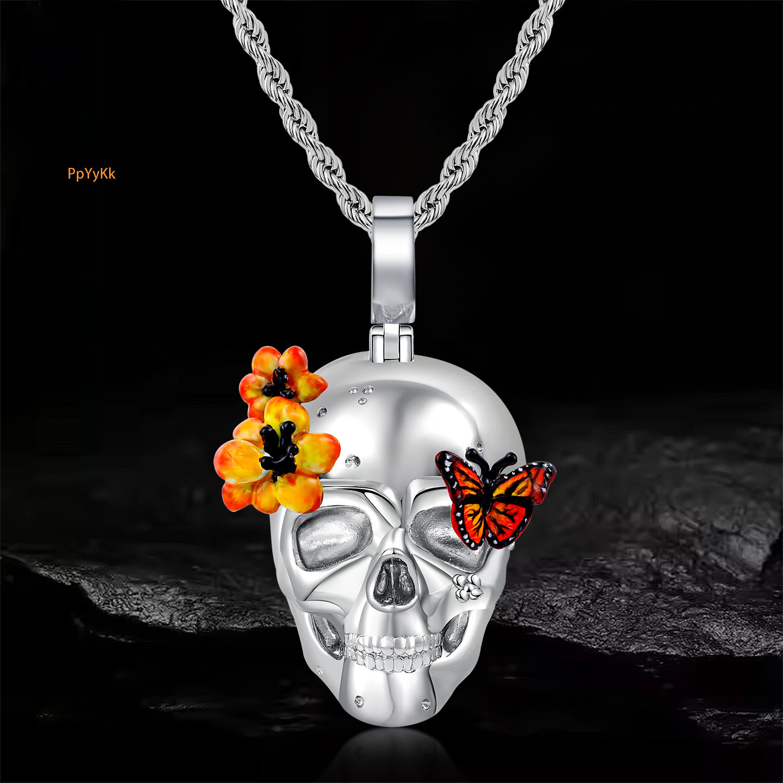 Luxury Brand Hip Hop Skull Pendant Punk Men's Niche Personalized Ghost Head Statement Necklace druzy jewelry