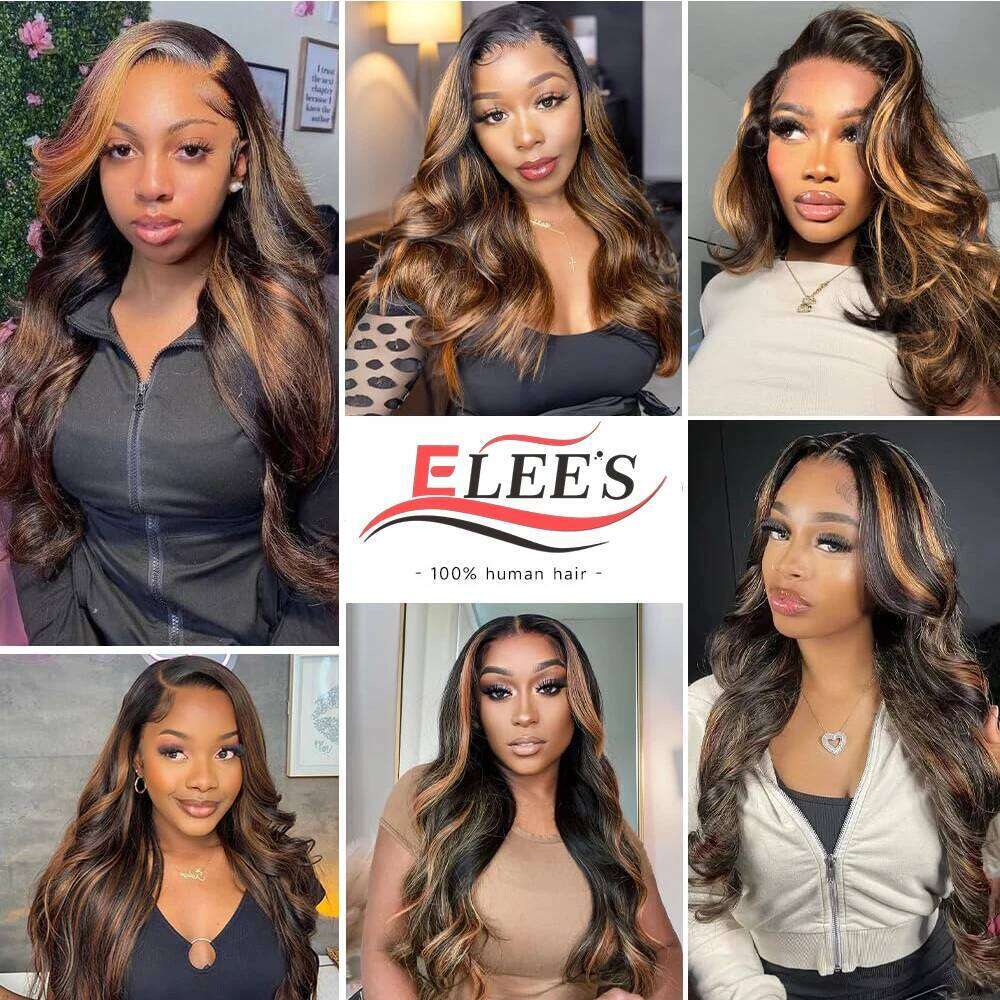 9x6 Wear and Go Glueless Plucked Pre Cut 1B/30 Highlight Ombre Lace Front Wig Body Wave Human Hair Wigs