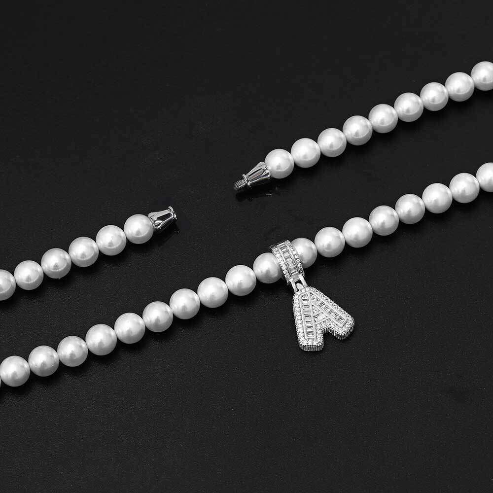 Hip Hop 8mm-10mm Unisex Pearl Simple Matching Cross Butterfly Letter Pendant Necklace 567a