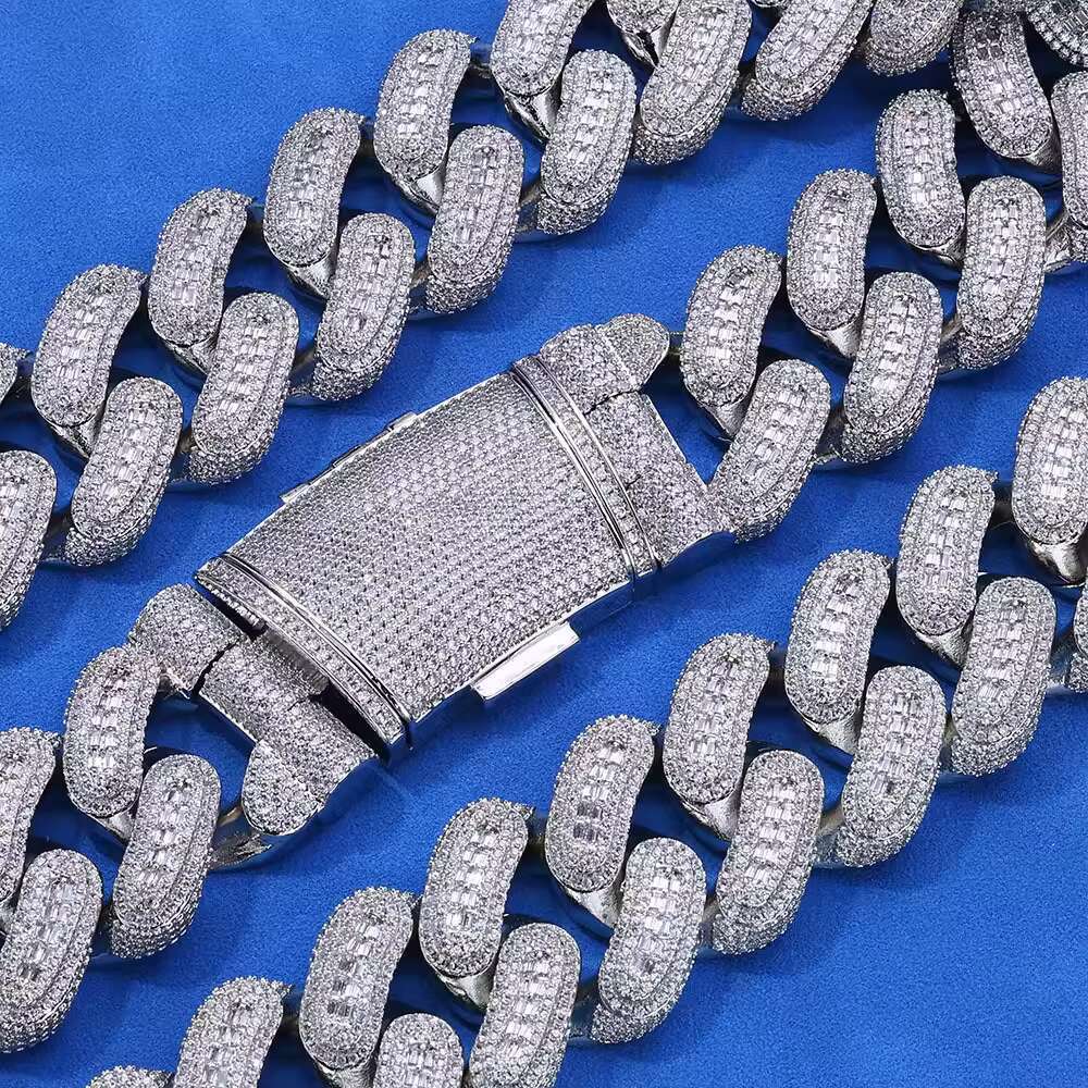 Hot Sale VVS1 D Color S925 Silver Moissanite Necklace 29mm Cuban Chain Versatile Hip Hop Jewelry for Men Trendy Brand