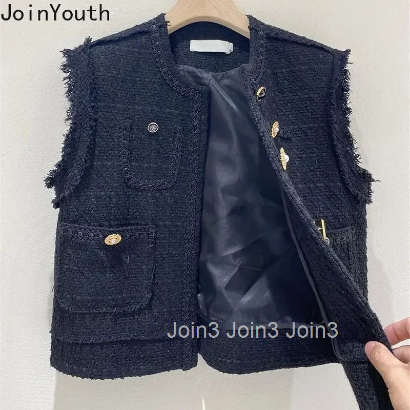 Korean Vest for Women Fashion Temperament Tanks 2025 Ropa Mujer Sleeveless Pockets Waistcoat Loose Vintage Jackets Y2k Tops