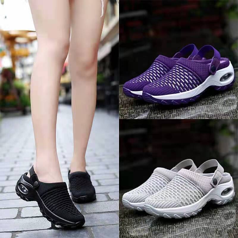 Luxury Brand Designer Shoes Sandals Foreign Trade Plus Size Women's Summer Korean Style Mesh Slip-On Slippers Rocking Mom Half-Toe Sandals Revers