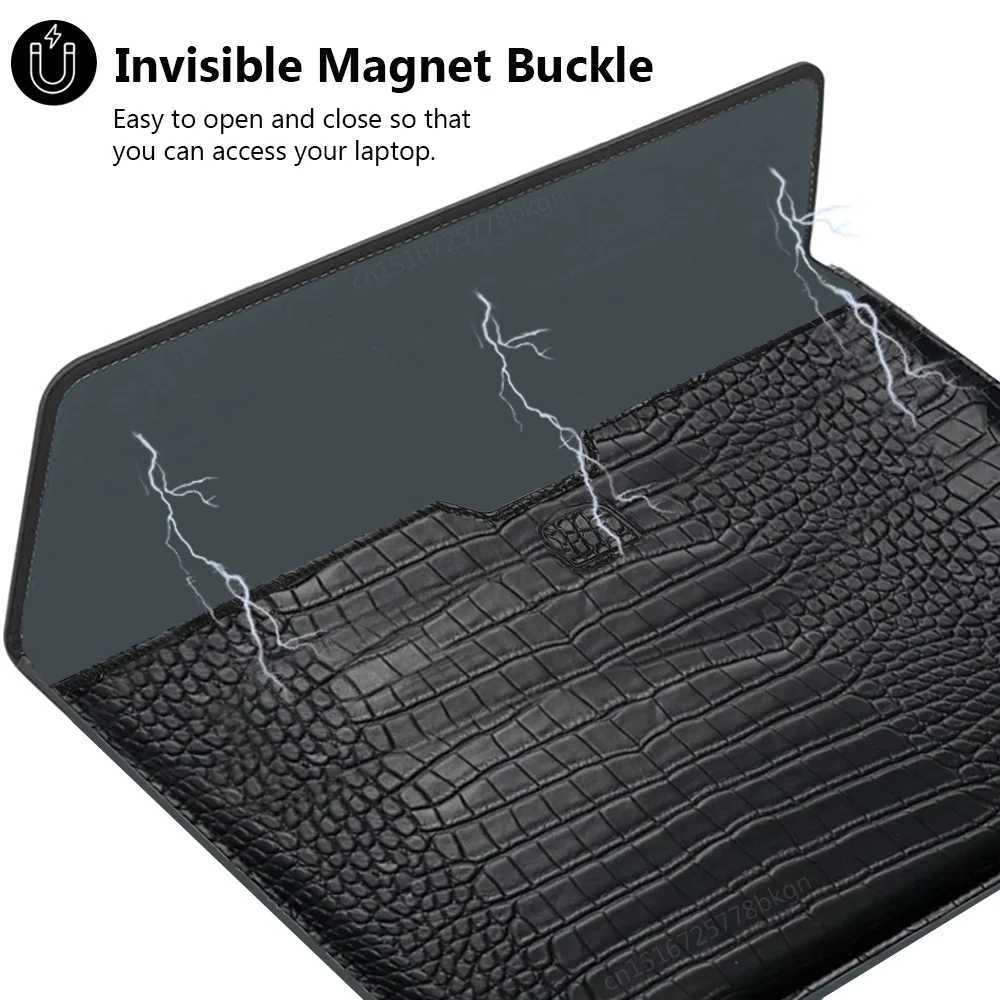 Crocodile Leather Flip Case Bag Laptop Sleeve for Macbook Air 13 14 15 16 Inch M5 M4 M3 M2 Chip Mac Book Pro Cover Accessories Z250621