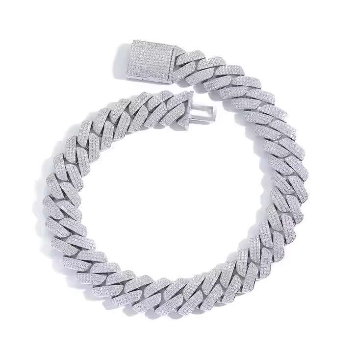 OEM VVS Moissanite Necklace Hip Hop Tennis Jewelry Necklace 925 Sterling Silver Necklace Diamond Iced Out Cuban Link Chain