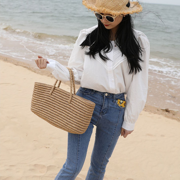 Free Shipping Luxury Designer Handmade Straw Woven Bag New Handheld Vegetable Basket Women's Large Capacity Designer Vacation Beach Bag Leisure B
