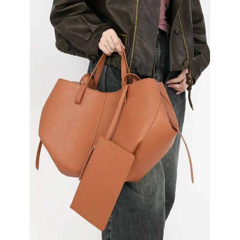 Leather Handbags Shopping Tote Bags Solid Color Commuting Travel With Purse Shoulder Grocery Storage Bag Underarm Handbag