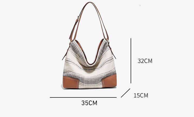 FOXER Women Fabric Tote Handbag Fashion Lady Shoulder Large Capacity Hobo Bucket Bag Chrismas Gift