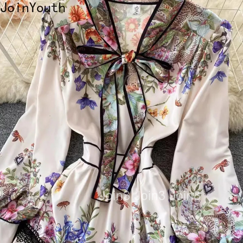 Maxi Dresses for Women Elegant Floral Summer Robe Femme 2025 Vestidos De Mujer Patchwork Lace Bandage High Waist Vintage Dress
