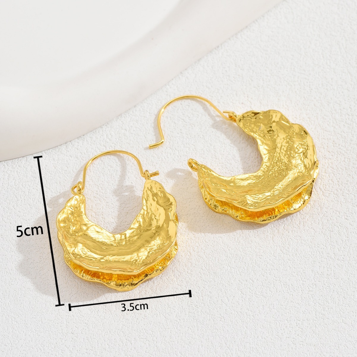 Exaggerated Style Metal Simple Wrinkled Leaf Design Drop Earrings