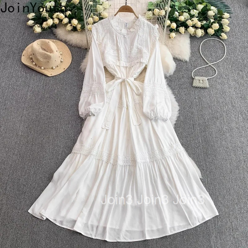 Maxi Dresses Women Ruffles Pink Robe Femme 2025 Vestidos De Mujer Patchwork Lace O-neck High Waist Bandage Elegant Summer Dress