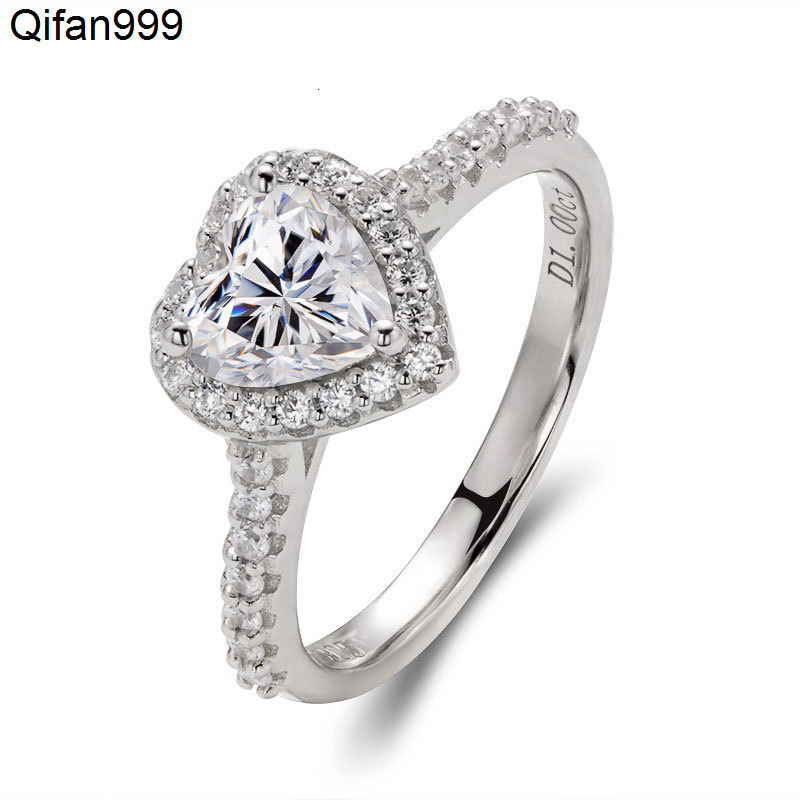 New Arrival Heart Shape Wedding Ring With Big Gemstone Moissanite and Diamond in Real 925 Sterling Silver