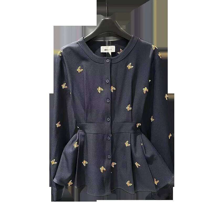 Spring Autumn New Single-Breasted Outwear Tops Fashion Printed Butterfly Jacket Long Sleeve Shirt Women's Coat