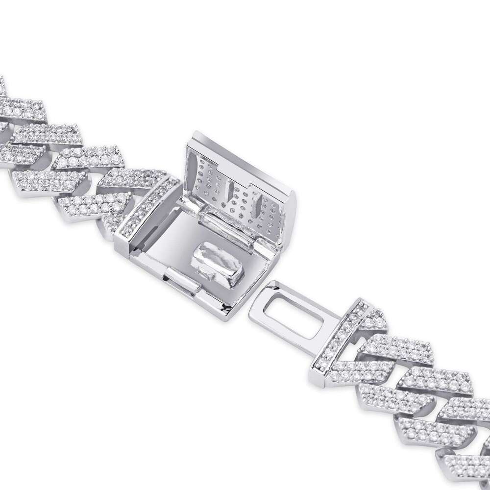 Jin Ao Hip-Hop Men's Necklace 14MM Dia-Shaped Cuban Chain Inlaid with Zircon Personality Trend Full Dia Bracelet Jewelry