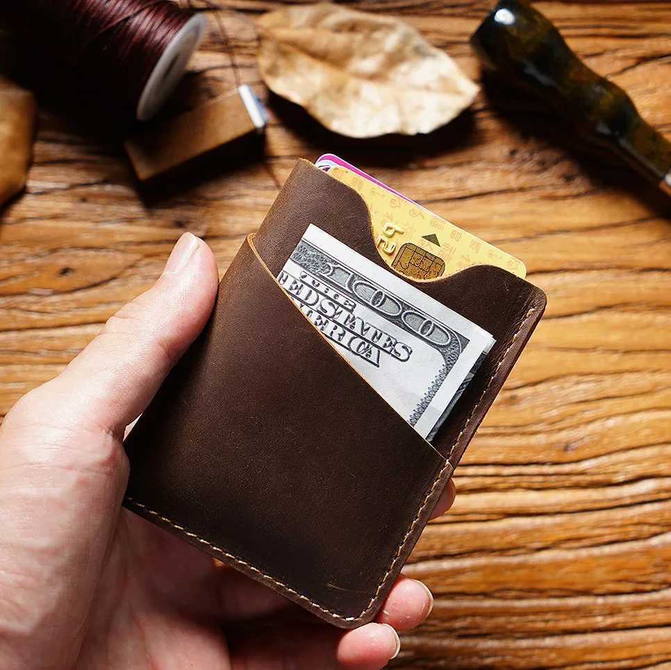 100% Genuine Leather Card Holder Men Leather Case Small Women ID Holder Cover Z250621