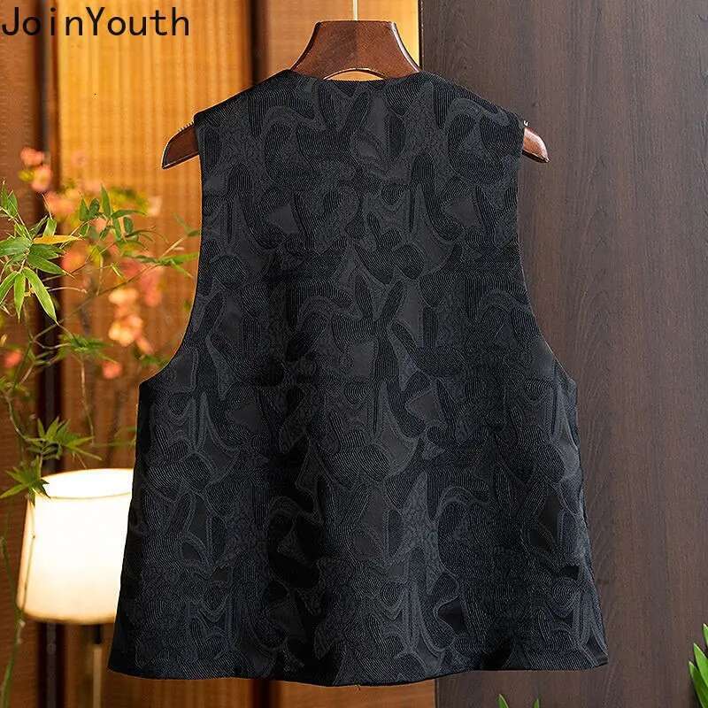 2025 Ropa Mujer Vintage Tanks Chinese Style Jacquard Cotton Vest for Women Chalecos Para Mujer O-neck Sleeveless Waistcoat Tops