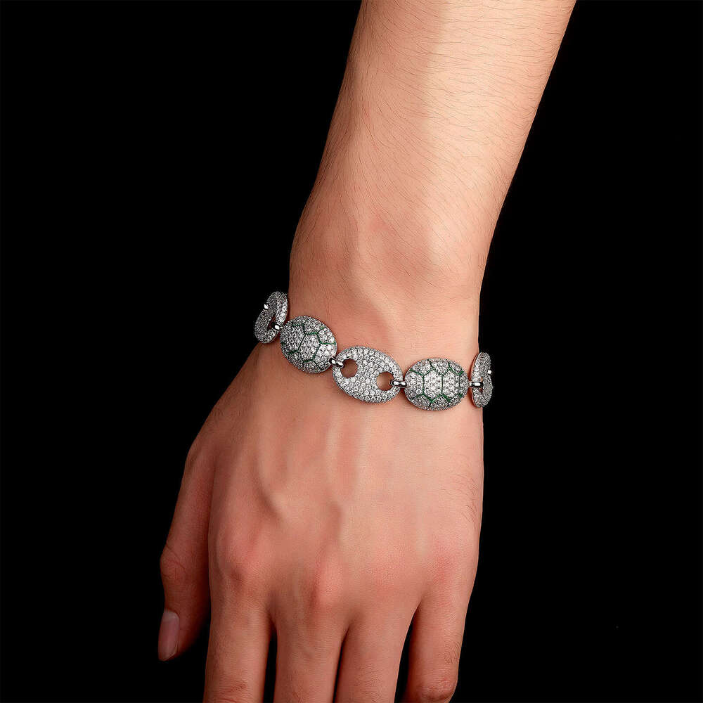 Hip Hop Zircon Turtle Oil Painting Coffee Bean Men's Bracelet Gold Australian Jewelry