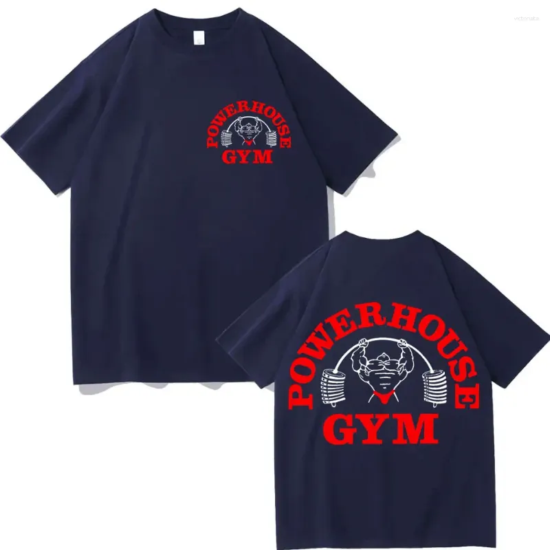 T ShirtsMen's Powerhouse Gym Double Sided Print T-shirt High Street Fashion Trend Short Sleeve Men Women Casual Loose Cotton T-shirts