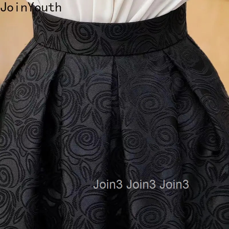 2025 Faldas Mujer De Moda Vintage Skirt for Women High Waist A-line Floral Jupe Fashion Temperament Saia Korean Pleated Skirts