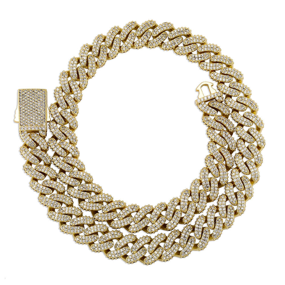 Hip Hop Full Dia Encrypted Rhombus Cuban Men's Necklace Trendy Exaggerated Bold Clavicle Chain Choker Accessories