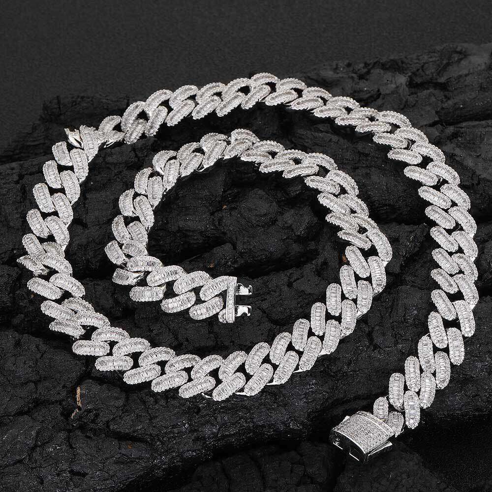 Hip Hop 12mm Spring Clasp Mixed Zircon Cuban Chain Trendy Men's Necklace Jewelry 7a25