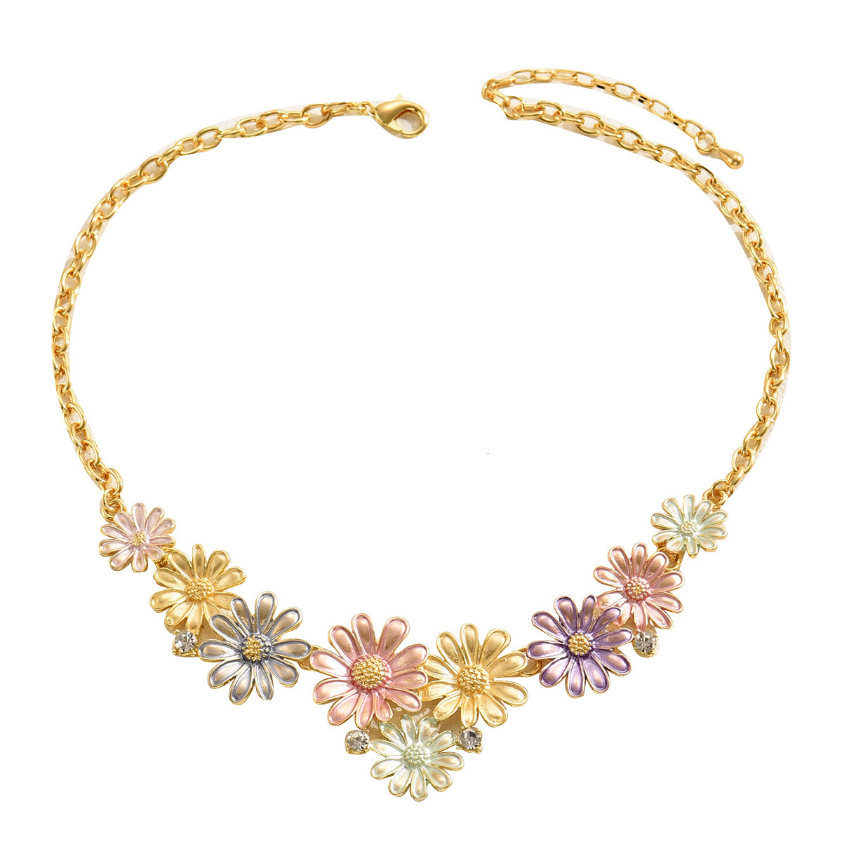 Super Fairy Flower Necklace Simple Oil Drip Design For Women Corful Long Chain