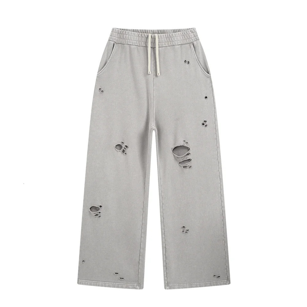 Elastic Waist Torn Pants Trousers with Frayed Ripped Holes for Women Men Distressed Grunge Y2k Goth Loose Sweatpants Streetwear 250616