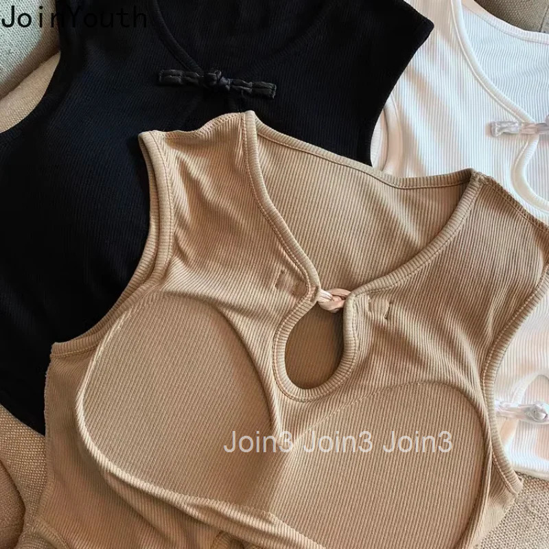Chinese Style Tshirts Women Stand Neck Sleeveless Sexy T Shirt Crop Tops Hollow Out Tunic Summer Tees Y2k T-shirt Ropa Mujer