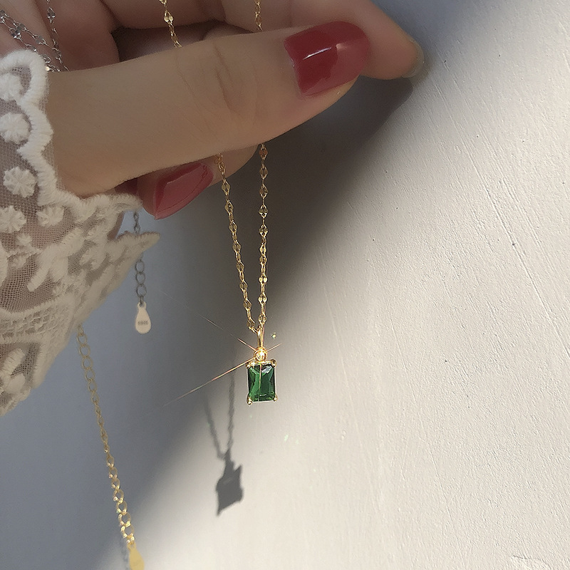 2025 Choucong Ins Top Sell Sweet Cute Simple Fashion Jewelry Pure 100% 925 Sterling Silver Emerald CZ Diamond Women beach Pendant Clavicle Necklace Gi