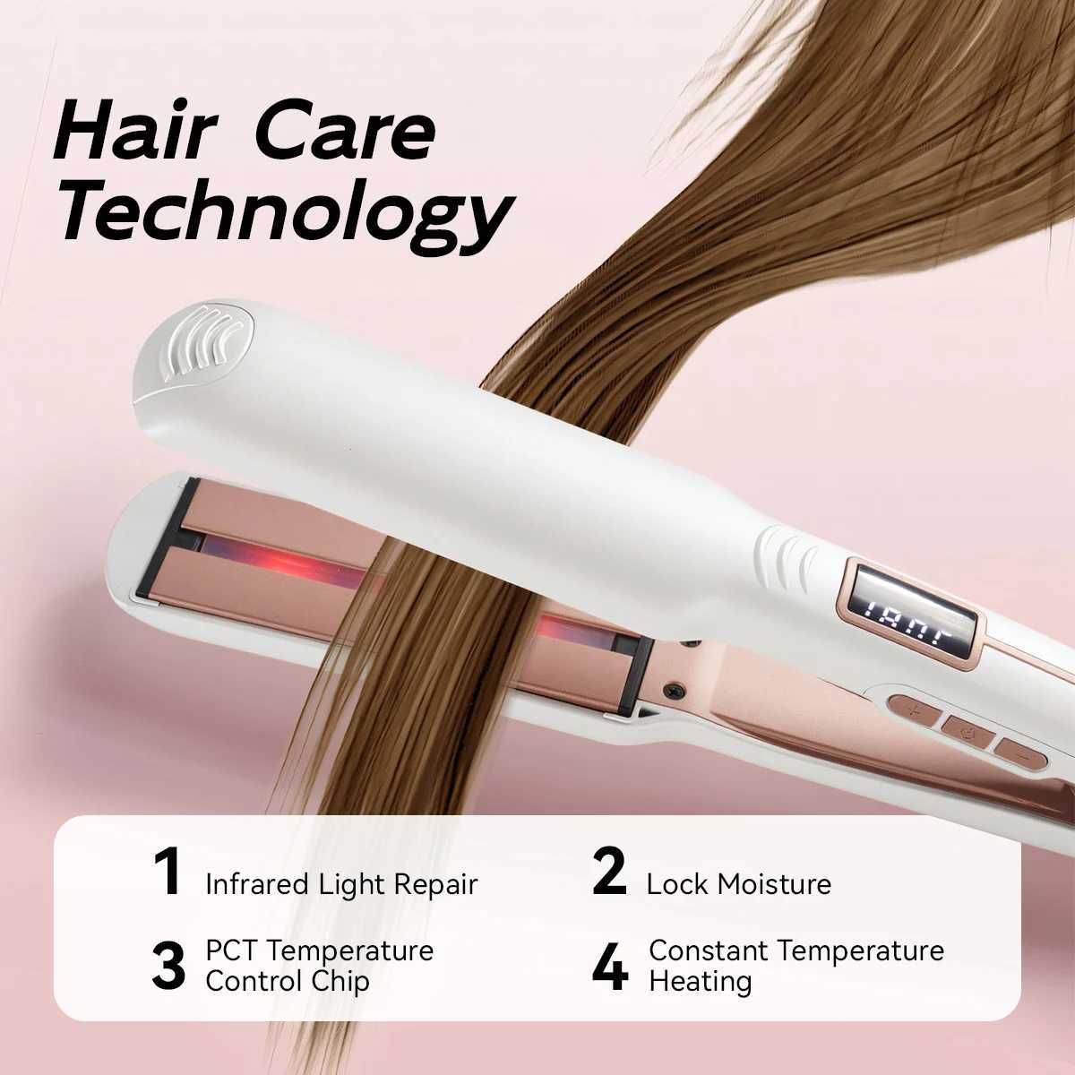 Ceramic flat iron hair straightener Rapid heat comb LCD Display Professional Hair Styling Tools curler Infrared Smooth hair careXJ250621