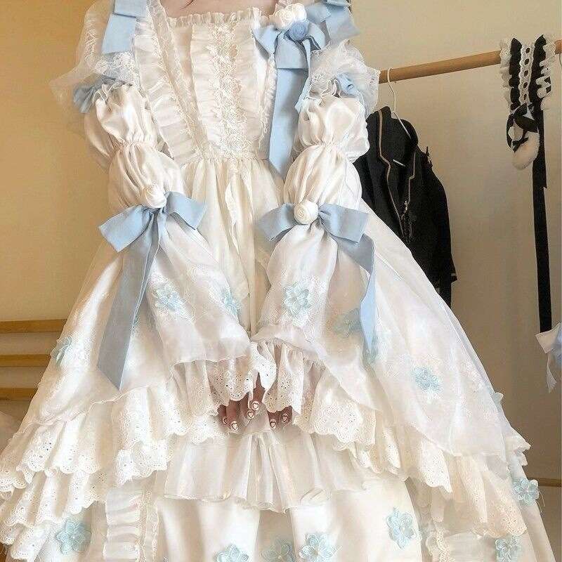 White Skirt Maxi Skirt White Super Abundant Winter Tinglan Flower Long Sleeve Lolita Dress With Full Sleeves And Cape Long Skirt