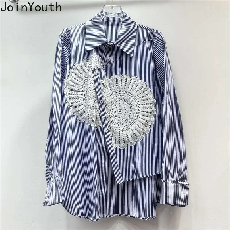 2025 Camisas De Mujer Blouses for Womens Long Sleeve Loose Tops Heavy Beading Shirts Casual Fashion Irregular Korean Blouse