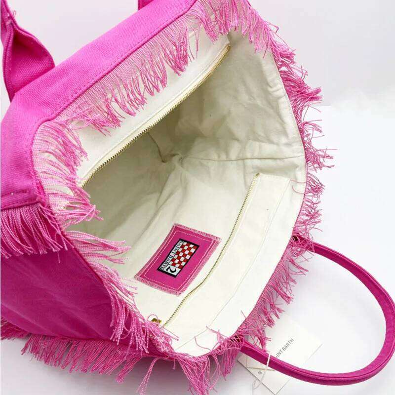 Saint Barth European And American New Women's Large Capacity Fashion Horizontal Striped Tote Bag Tassel Beach Handbag Crossbody