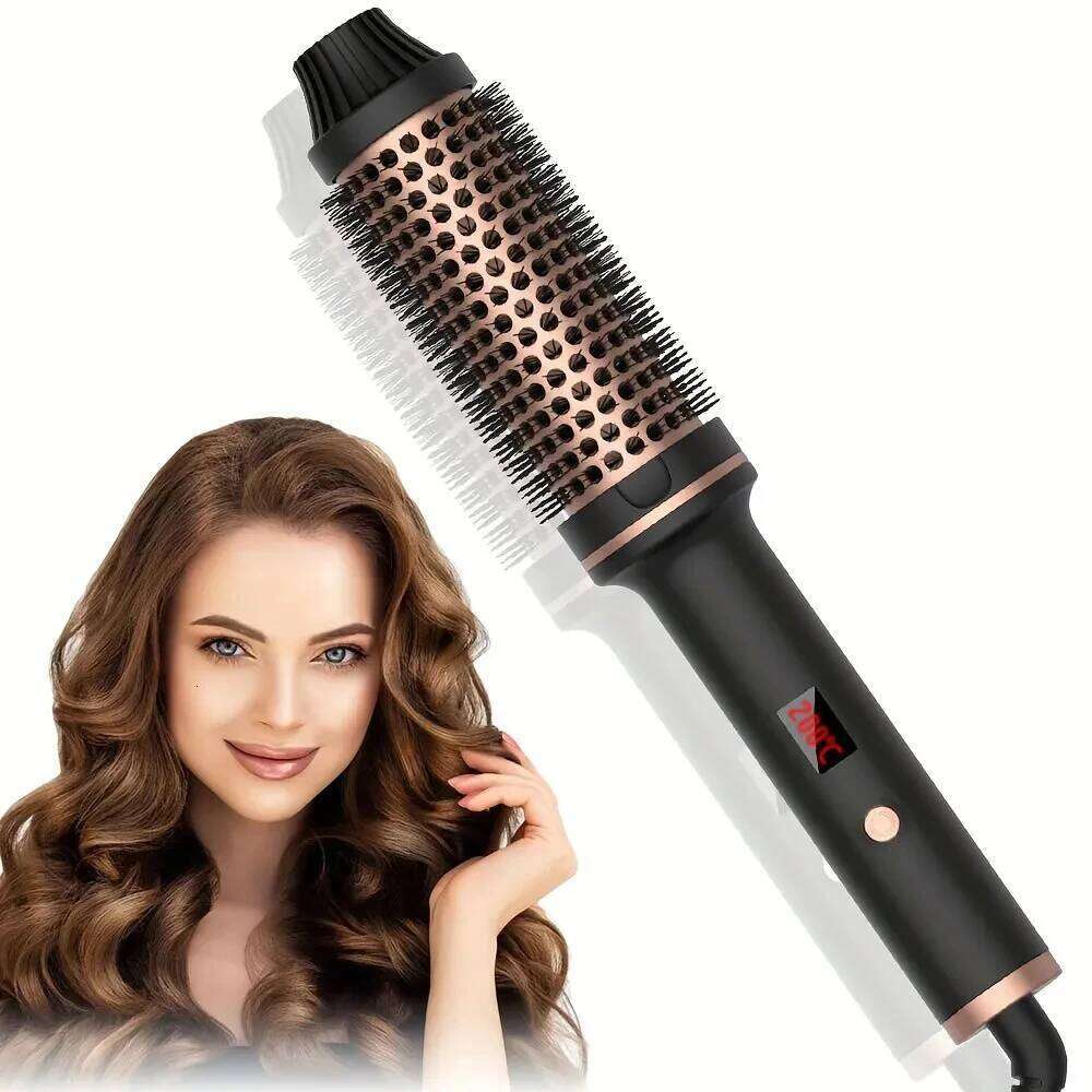 Heated Brush 3-In-1 Ionic Curler/Straightener With Anti-Scald Electric Curling Iron Wand Hair Styling Appliances