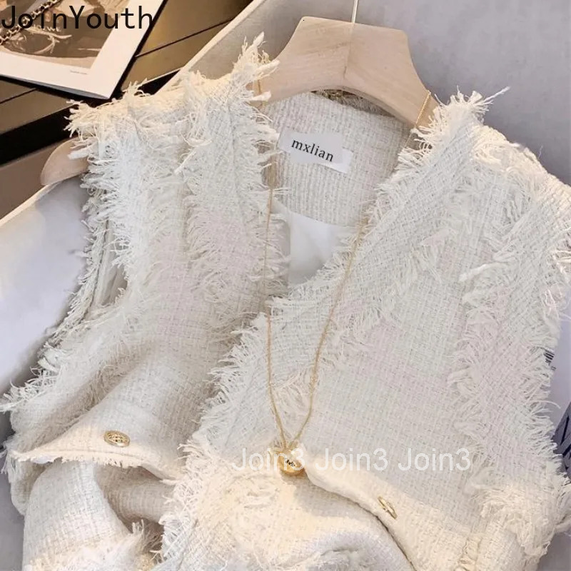 Vintage Women Vest 2025 Ropa Mujer Fashion Tassel Waistcoat V-neck Sleeveless Korean Crop Tops Sleeveless Temperament Tanks