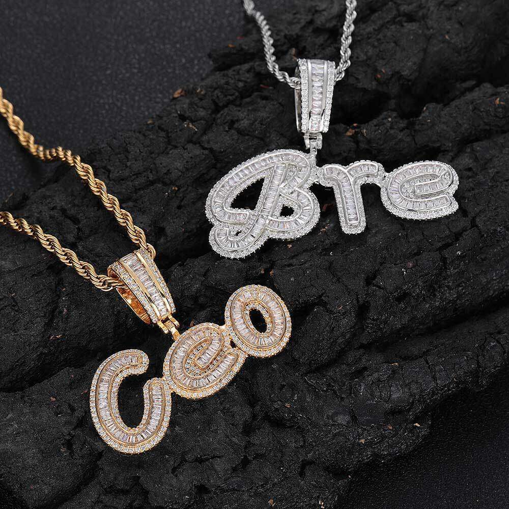Hip Hop Upper and Lower Case Ladder Square Signature Letter Splicing Combination Pendant Creative Zircon Jewelry Unisex Sweater Chain 25fe
