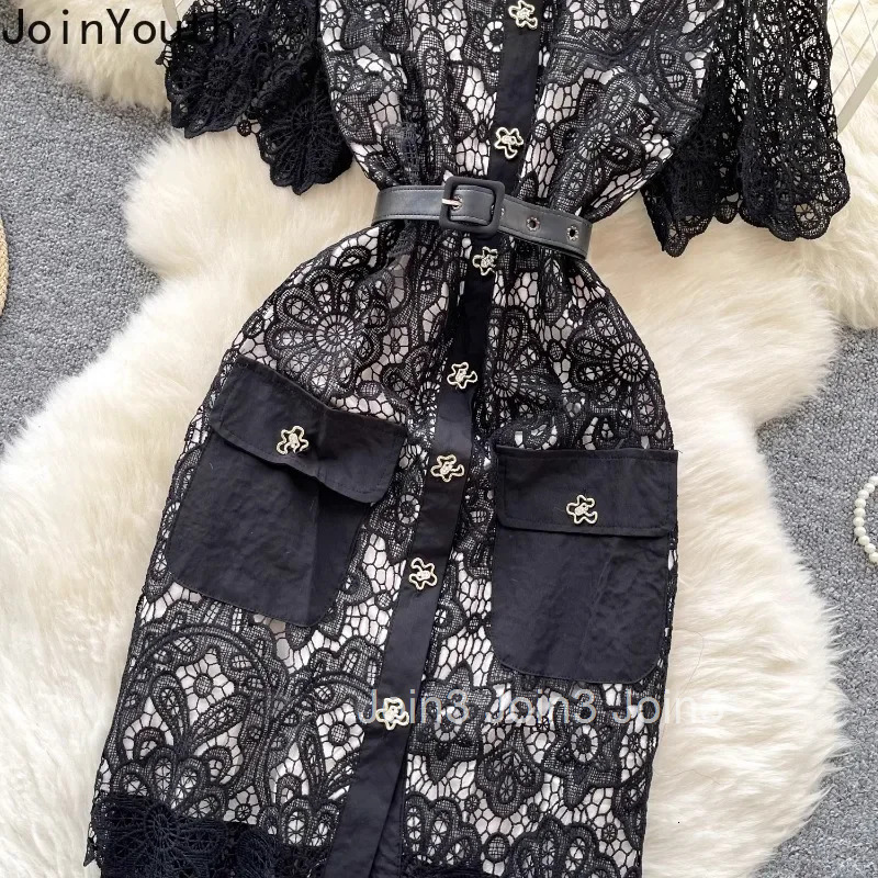 Vintage Bodycon Dresses for Women 2025 Vestidos De Mujer Temperament Robe Femme Chic Tunic Hollow Out Embroidery Summer Dress