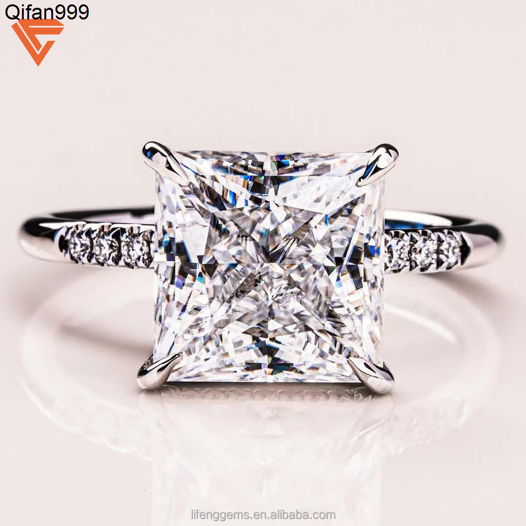 Moissanite Diamond Ring Classic Jewelry Womens 925 Sterling Silver Large Diamond Ring