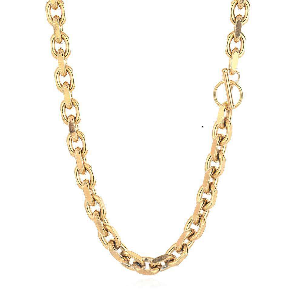 Stainless Cross O Chain Hip Hop Real Gold Plated Trendy Titanium Steel Men's Necklace 7ac4