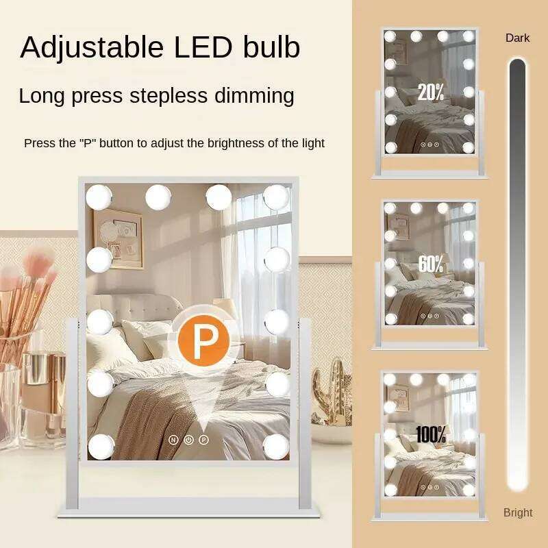 Vanity Lights Hollywood Makeup Mirror With 9 LED Bulbs 3 Color Lighting 360°Rotation For Dressing Room & Bedroom