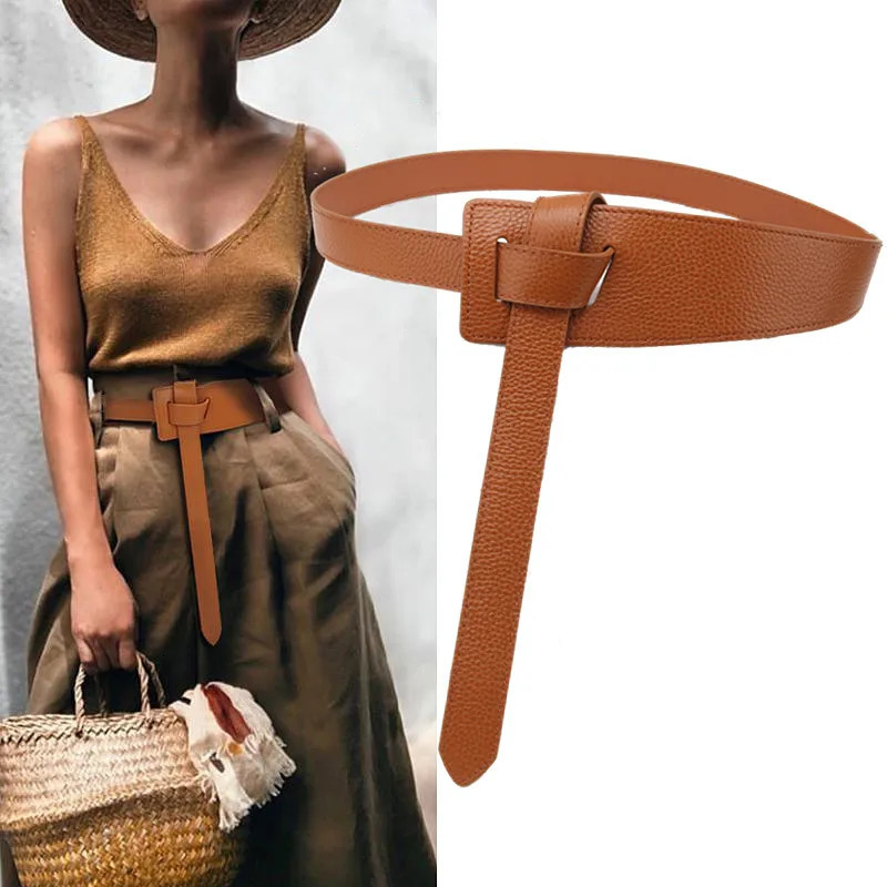 Knotted Belts for Women Belt Lady Waistband Soft Genuine Leather Suede Cowhide Waist Belt Straps Long Dress Coat Accessories 250617