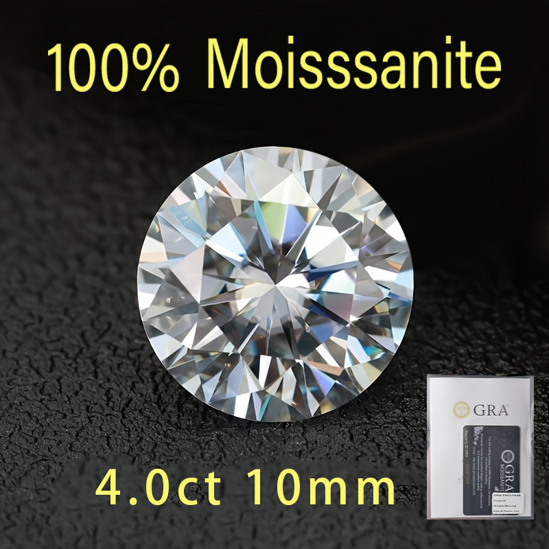 Moissanite Full Size Round Shape Hearts and Arrows Cut 25MM 50CT VVS1 D Color