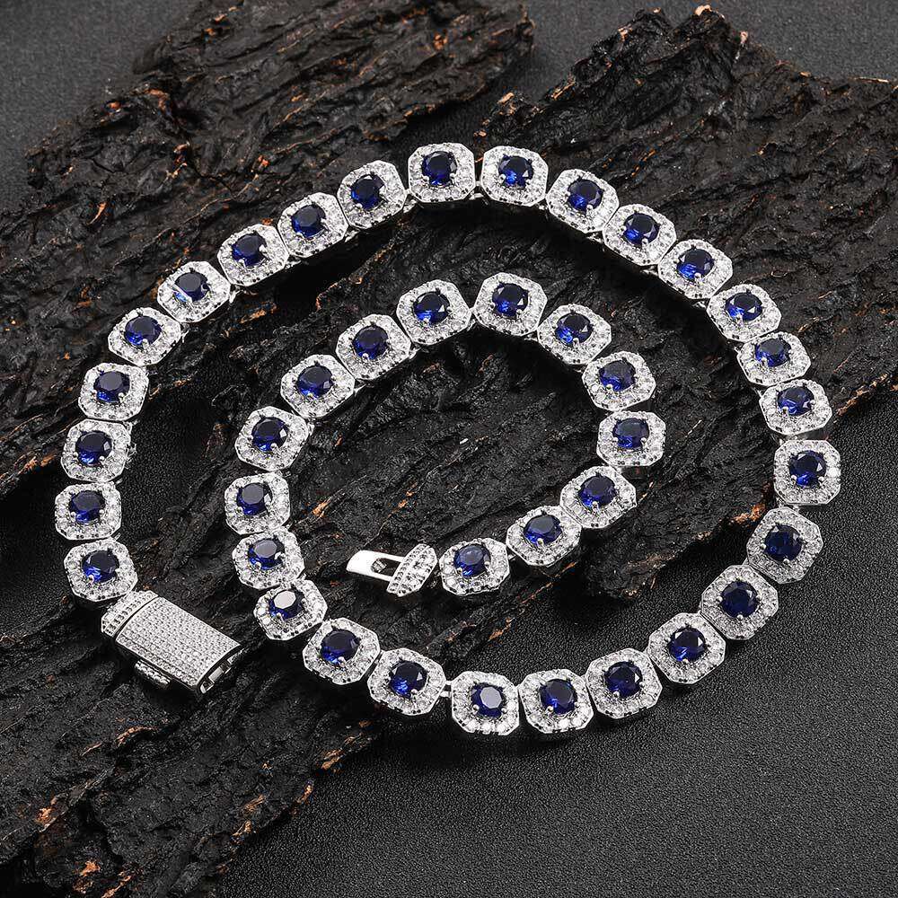 12mm Flip Cover Buckle Colorful Zircon Rock Candy Chain Trendy Brand Personality Hip Hop Necklace Jewelry da37