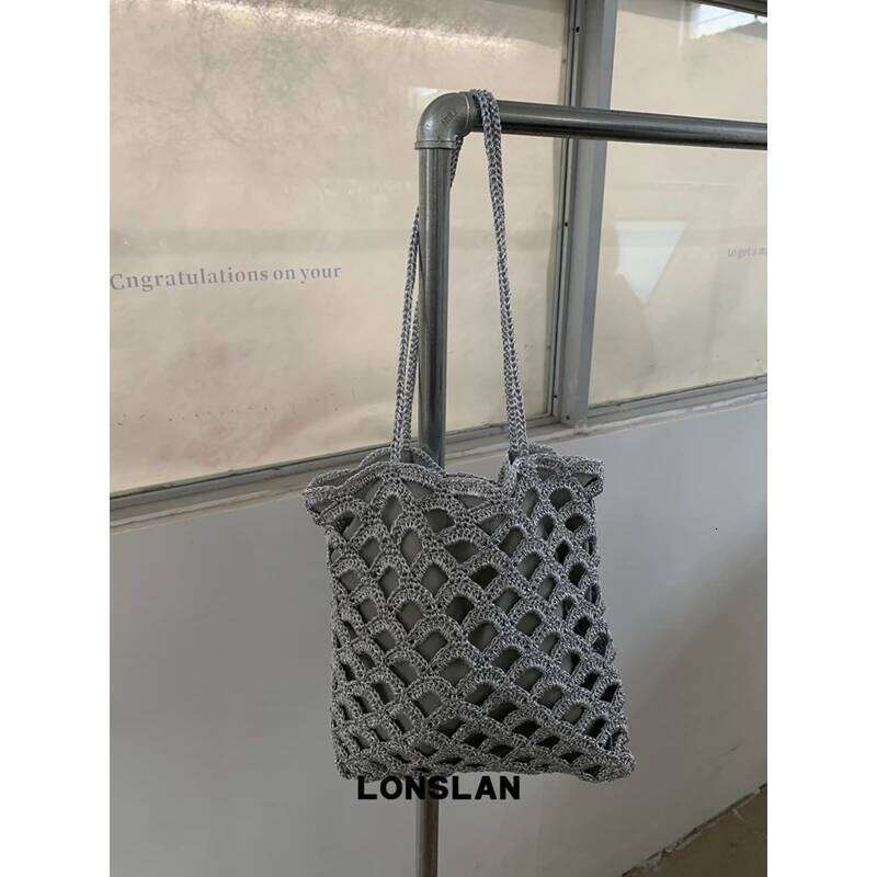 Designer Bag Hollow Travel Shopper Sier Wire Woven Bag Ladies Fashion Handbag Kintted Vacation Shpping Women Totes Crochet
