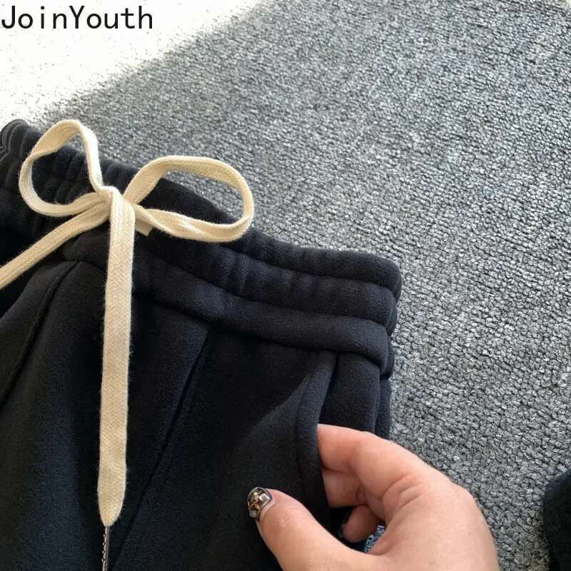 Sweatpants Women Fashion Black Joggers 2025 New Bottoms Zipper Pocket Casual Streetwear Trousers Pantalon Femme Y2k Clothes