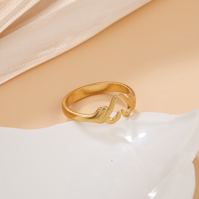 Korean And Japanese Style Couple Heart-Shaped Rings Simple Fashion Fresh Design Open Index Finger Ring