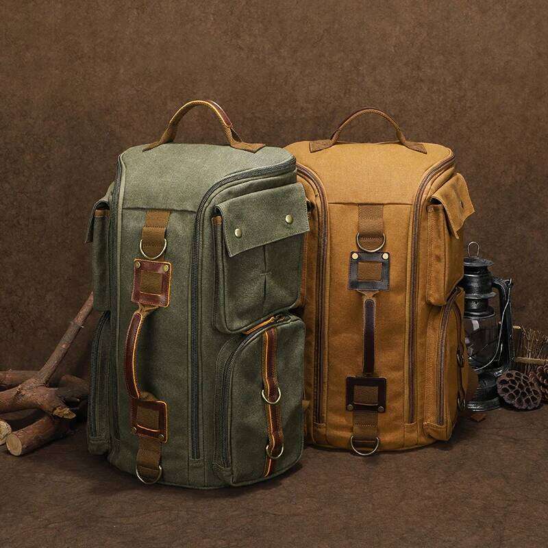 Men's Vintage Waxed Canvas Waterproof Large Capacity Carry-On Travel Backpack 16 inch Laptop Bag for Men Women