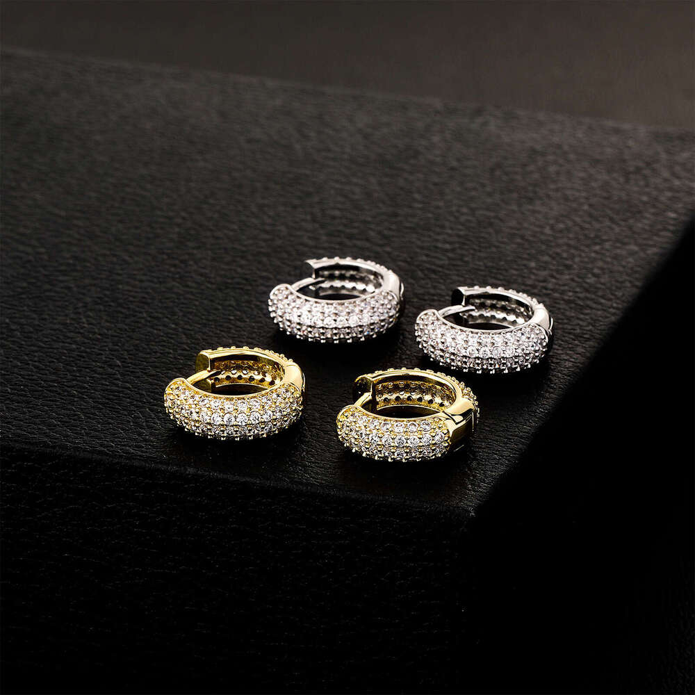 Trendy Hip-Hop Four-Row Full Dia Ear Cuffs High-End Simple Earrings Unisex Fashion Accessories
