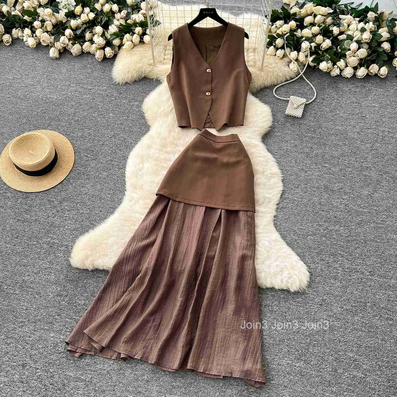Skirt Outfits Women Clothing Two Piece Sets Sleeveless Vest Coat Patchwork Gauze Bodycon Skirts Suit Fashion Summer Set 63e463