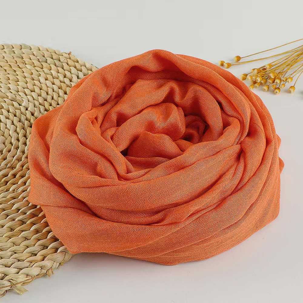 T1034 solid color cotton and linen scarf female literary sunscreen silk scarf neckband beach long silk scarf summer gauze scarf